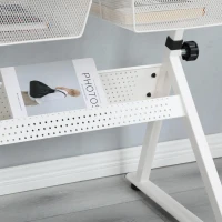 Adjustable Tempered Glass Drafting Table with 2 Metal Drawers, Chair, Powder-Coated Steel Frame Desk for Kids, 40" L x 23.5" W x 27.5" H, White(m-7)