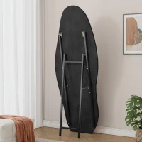 Full-Length Mirror with Flannel-Wrapped Wooden Frame, Irregular Wavy Design, Tempered Glass for Living Room, 63" L x 24" W x 2.5" H, Black(m-7)