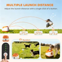 PawHut Automatic Dog Ball Launcher with 26-79 FT Distance, Automatic Ball Launcher for Medium and Large Dogs, Orange(m-5)