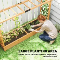 Outsunny Wooden Planter Box with Trellis, Hanging Roof and Drainage Holes for Climbing Plants, Vegetables, Herbs and Flowers(m-4)