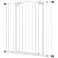 PawHut Extra Tall Dog Gate with Door, Pressure Fit, Auto Close, Double Locking for Doorways Hallways Stairs, 29"-39", White(m-2)