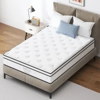 8'' Full Memory Foam Hybrid Mattress with Pocket Springs, Mattress Pad with Compressed and Vacuum-Sealed, 54'' L x 75'' W x 8'' H, White(m-1)