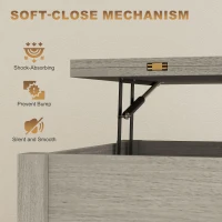 HOMCOM Lift Top Coffee Table, Center Table with 3 Hidden Compartments, 2 Fabric Drawers, Expandable Top and Charging Station(m-9)