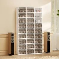 HOMCOM Media Storage Cabinet, 9-Tier DVD Shelf with 21 Adjustable Shelves, Holds 835 CDs, 500 DVDs or 640 Blu-rays, White(m-9)