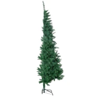 HOMCOM 7' Artificial Half Christmas Trees with Auto Open, Steel Base, for Indoor Xmas Décor(m-1)