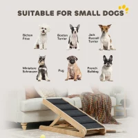 PawHut Dog Ramp for Bed Couch, Foldable Pet Ramp Height Adjustable 4 Levels from 14.75" to 24.5" for Cats and Small Dogs with Non-Slip Carpeted Surface, Natural(m-9)