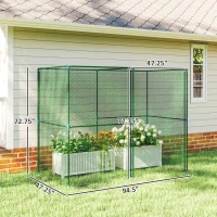 Outsunny Walk-in Crop Cage, Plant Protectors from Animals with Roll Up Zippered Door, 7.9' x 3.9' x 6.1', Green(m-3)