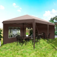 Outsunny 10' x 20' Pop Up Canopy Tent with 4 Sidewalls, Instant Gazebo with Carry Bag for Garden, Patio, Coffee(m-9)