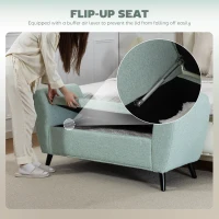 HOMCOM Upholstered Storage Bench with Arms, Modern Ottoman Bench for Bedroom, Entryway, and Living Room, Green(m-6)
