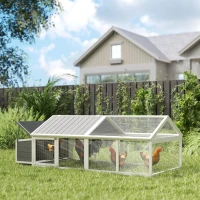 PawHut 95"L Chicken Run Large Chicken Coop with Nesting Box Wooden Roof Side Door for Outdoor 4–8 Chickens(m-8)