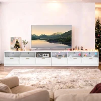 HOMCOM TV Stand with Storage, Modern Entertainment Center with 3 Cabinets and 3 Open Shelves, for TVs up to 85", White(m-10)