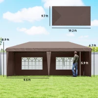 Outsunny 10' x 20' Pop Up Canopy Tent with 4 Sidewalls, Instant Gazebo with Carry Bag for Garden, Patio, Coffee(m-3)