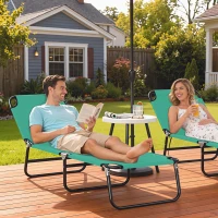 Outsunny Outdoor Folding Lounge Chair, Steel Tanning Chair with Reclining Back, Breathable Mesh for Beach, Yard, Patio, Green(m-1)