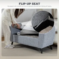 HOMCOM Upholstered Storage Bench with Arms, Modern Ottoman Bench for Bedroom, Entryway, and Living Room, Grey(m-6)