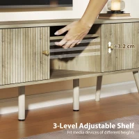 HOMCOM TV Stand for 65 Inch Television, Entertainment Center with Adjustable Shelves and Pine Wood Legs for Living Room, Oak(m-6)