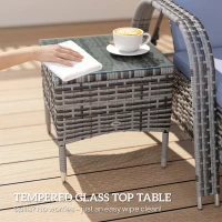 Outsunny 3 Pieces Patio Rattan Chaise Lounge Set, Outdoor PE Wicker Reclining Lounger Furniture Set, Adjustable Portable with Wheeled & Side Table, Grey(m-9)