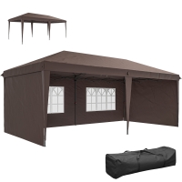 Outsunny 10' x 20' Pop Up Canopy Tent with 4 Sidewalls, Instant Gazebo with Carry Bag for Garden, Patio, Coffee