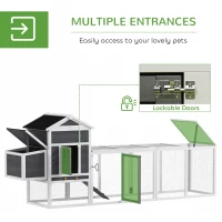 PawHut 117" Extra Large Chicken Coop with Asphalt Roof, Wooden Hen House with Slide-out Tray, Quail Hutch with Nesting Box, Grey(m-5)