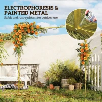 Outsunny Wedding Arch Backdrop Stand, Square Wedding Arch with U-shaped Stakes, 6.6 FT Gold Metal Arch Frame(m-5)