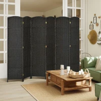 HOMCOM Folding Room Divider Screen 6 Panel 5.6 ' Tall Privacy Screen Freestanding Room Partition for Home Office, Black(m-2)
