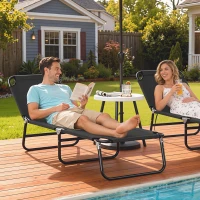 Outsunny Folding Chaise Lounge Pool Chairs, Outdoor Sun Tanning Chairs with 5-Level Reclining Back, Steel Frame for Beach, Yard, Patio, Black(m-2)