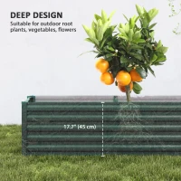 Outsunny 8 x 1.3 x 1.5ft Galvanized Raised Garden Bed, Reinforced Outdoor Planter Box with Open Bottom, Green(m-4)