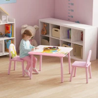 Qaba Kids Table and Chair Set, Toddler Table and 2 Chairs Set for Art, Craft, Reading, Learning, Pink(m-8)