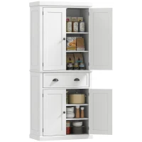 HOMCOM Long Standing Kitchen Cabinet w/ 2 Drawers MDF Board White(m-2)