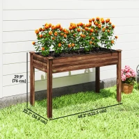 Outsunny 48" x 22" x 30" Wooden Patio Raised Garden Bed Planter, Elevated Planter Box with Legs, Carbonized(m-3)