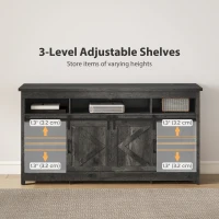 HOMCOM TV Stand with Power Outlets, Sliding Barn Doors and Adjustable Shelves for 72 Inch TVs, Dark Grey(m-5)