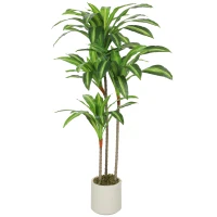 HOMCOM 4FT Dracaena Fake Plant, Artificial Plant with Bendable Trunks for Home Office Decor, Green(m-11)