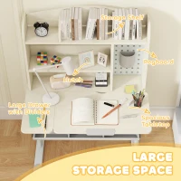 Qaba Kids Desk Height Adjustable with Tilted Desktop, Storage, Drawer, Pegboard, for 3-12 Years(m-6)