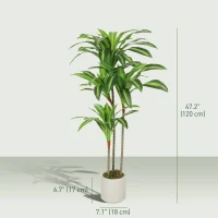 HOMCOM 4FT Dracaena Fake Plant, Artificial Plant with Bendable Trunks for Home Office Decor, Green(m-3)