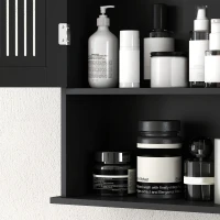 kleankin Modern Wall Mount Bathroom Cabinet, Storage Organizer with 2 Door Cabinet and Shelf, Black(m-10)