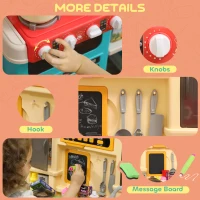 Qaba Play Kitchen Set, Kids Kitchen Playset with Real Lights and Sounds, Sink, Stove, Clock, Accessories, Green(m-9)