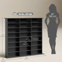HOMCOM Media Storage Cabinet, 8-Tier DVD Shelf with 18 Adjustable Shelves, Holds 1032 CDs, 594 DVDs or Blu-rays, Black(m-3)