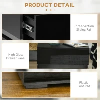 HOMCOM Modern Nightstand, Bedside Table with 2 Drawers, USB Powered RGB LED Lights for Bedroom, Black(m-6)