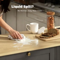 HOMCOM Kitchen Island Cart with Charging Station and Drop Leaf, Kitchen Island Table on Wheels with Trash Can Cabinet, Black(m-10)