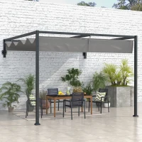 Outsunny 10' x 7' Lean To Pergola, Metal Pergola with Retractable Roof for Grill, Garden, Patio, Deck(m-8)