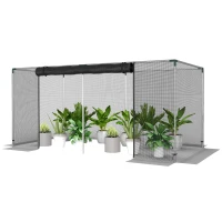 Outsunny Galvanized Steel Crop Cage, Plant Protection Tent with Zippered Door, 8' x 4', Black(m-2)