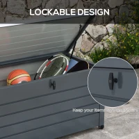 Outsunny 82 Gallon Garden Storage Box, Waterproof Outdoor Storage Container with Wheels and Handles, Dark Grey(m-7)