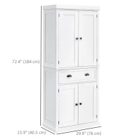 HOMCOM Long Standing Kitchen Cabinet w/ 2 Drawers MDF Board White(m-3)