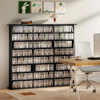 HOMCOM Media Storage Cabinet, 8-Tier DVD Shelf with 18 Adjustable Shelves, Holds 1032 CDs, 594 DVDs or Blu-rays, Black(m-9)