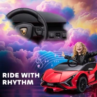 Aosom 12V Lamborghini SIAN Licensed Electric Car for kids with Remote Control, Horn, Music, & Headlights, Red(m-7)