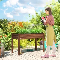 Outsunny 48" x 22" x 30" Wooden Patio Raised Garden Bed Planter, Elevated Planter Box with Legs, Carbonized(m-10)