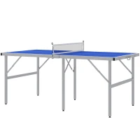 Soozier Portable Ping Pong Table Set, Table Tennis Table w/ Net, 2 Paddles, 3 Balls for Outdoor and Indoor, Easy Assembly, Blue(m-2)