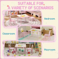 Qaba Kids Table and Chair Set, Toddler Table and 2 Chairs Set for Art, Craft, Reading, Learning, Pink(m-6)