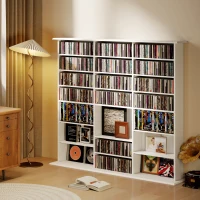 HOMCOM Media Storage Cabinet, 8-Tier DVD Shelf with 18 Adjustable Shelves, Holds 1032 CDs, 594 DVDs or Blu-rays, White(m-10)