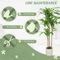 HOMCOM 4FT Dracaena Fake Plant, Artificial Plant with Bendable Trunks for Home Office Decor, Green(m-5)