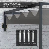 Outsunny 10' x 7' Lean To Pergola, Metal Pergola with Retractable Roof for Grill, Garden, Patio, Deck(m-4)